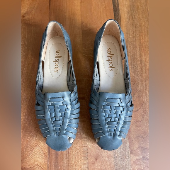 Softspots Shoes - NWOT Softspots "Trinidad" Blue Leather Hurache Slip-On Shoes Size 7.5 Flats
